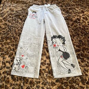 Betty Boop Light Gray Cartoon Joggers
